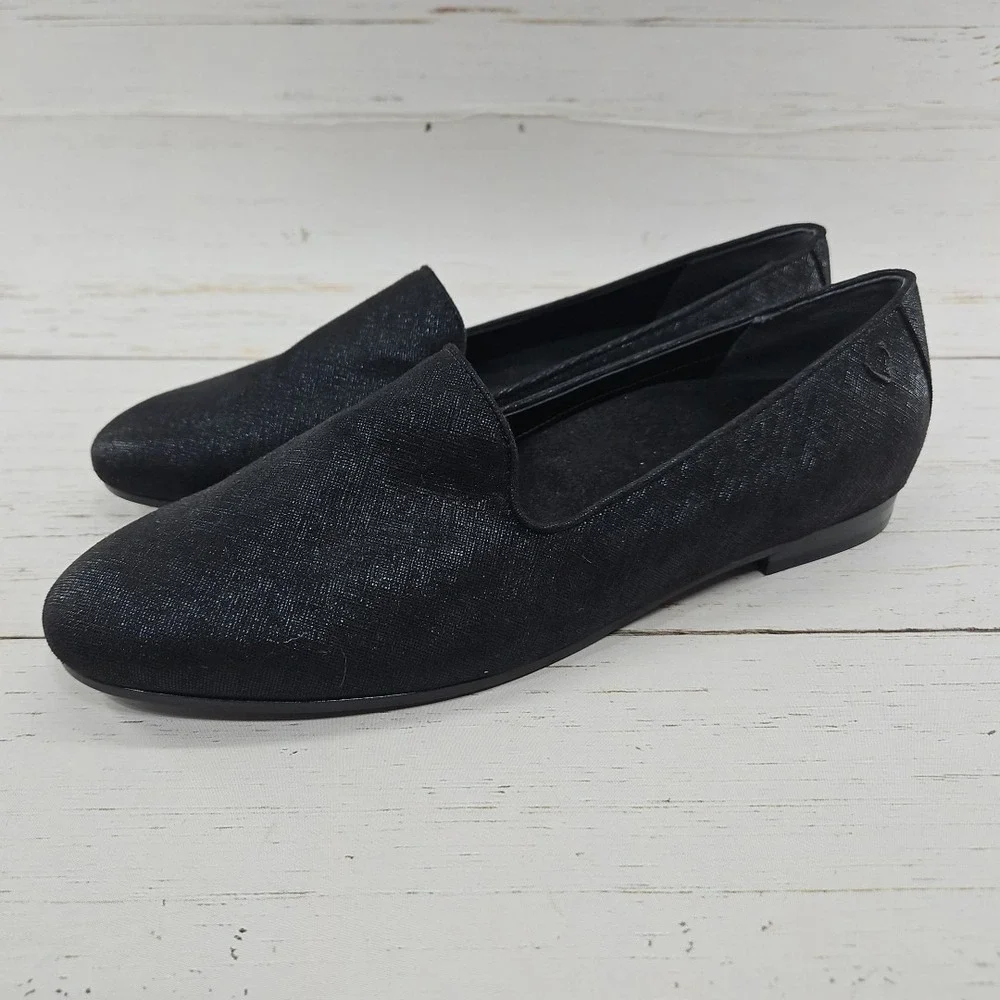 Vionic Willa II Womens Size 9.5 Black Sparkle Leather Comfort Loafers Flat Shoes